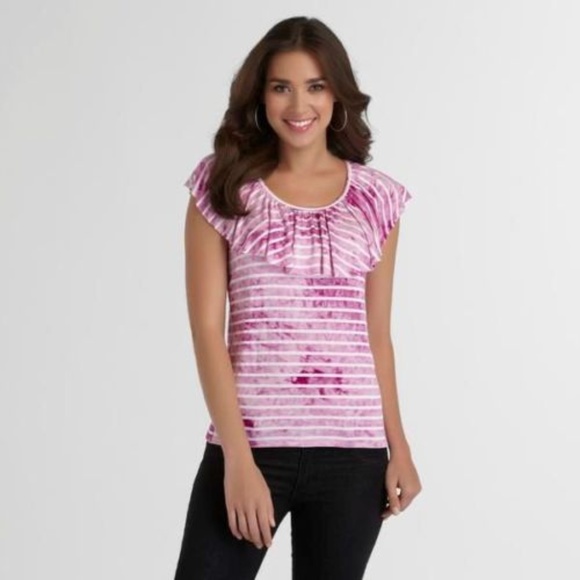 Attention Tops - 💥Price ⬇️💥Attention Ruffle Tank Top Pink White